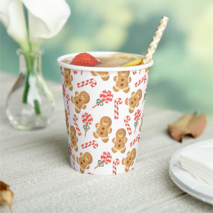 Gingerbread Man Candy Cane Christmas Paper Cups