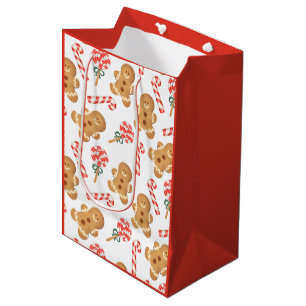 Gingerbread Man Candy Cane Lollipop Medium Gift Bag