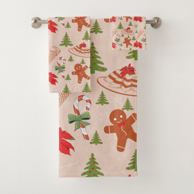 Gingerbread Man,Candy mints and ice cream Bath Towel Set (Insitu)