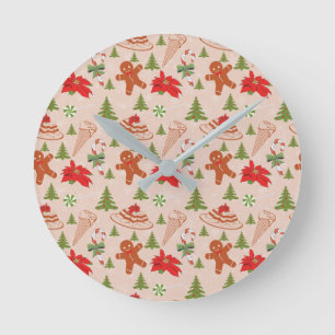Gingerbread Man,Candy mints and ice cream Round Clock