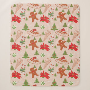 Gingerbread Man,Candy mints and ice cream Sherpa Blanket