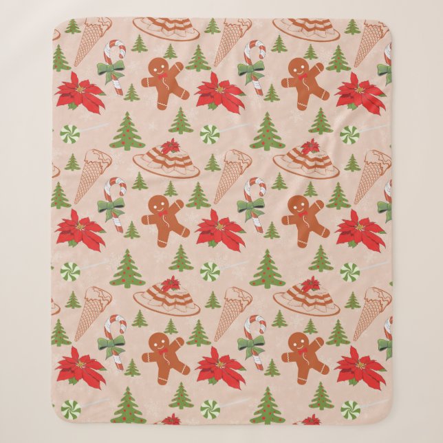 Gingerbread Man,Candy mints and ice cream Sherpa Blanket (Front)