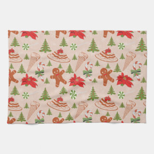 Gingerbread Man,Candy mints and ice cream Tea Towel