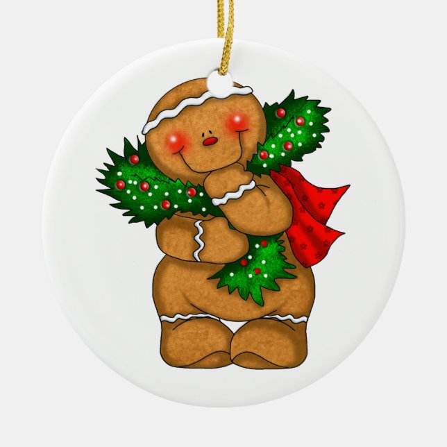 Gingerbread Man  Ceramic Ornament (Front)