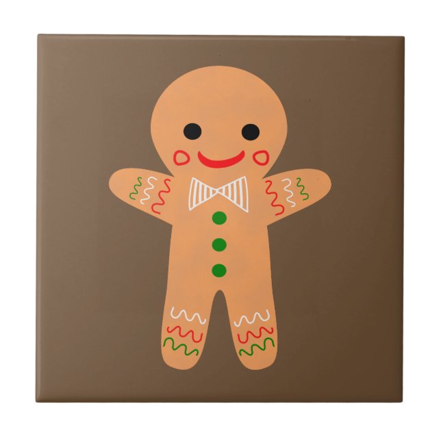 Gingerbread Man Ceramic Tile (Front)