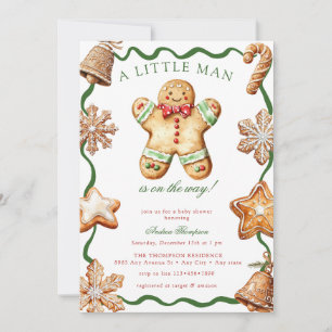 Gingerbread Man   Christmas Baby Shower   Invitation
