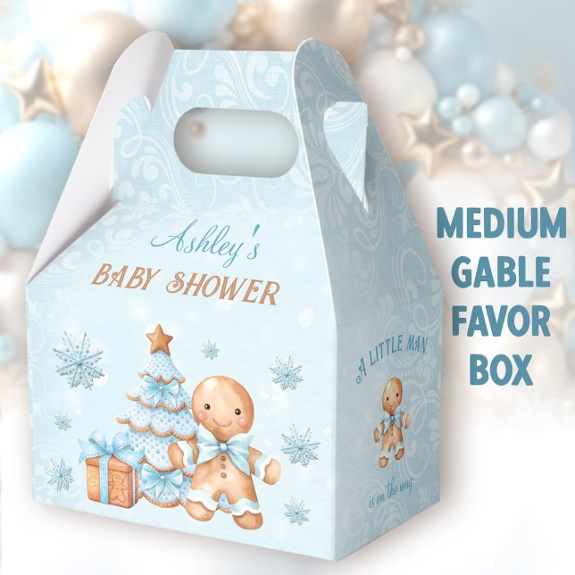 Gingerbread Man Christmas Baby Shower Medium Gable Favour Box (Gingerbread Man Medium Gable Favor Boxes - You can choose from 3 sizes of these gable favor boxes)