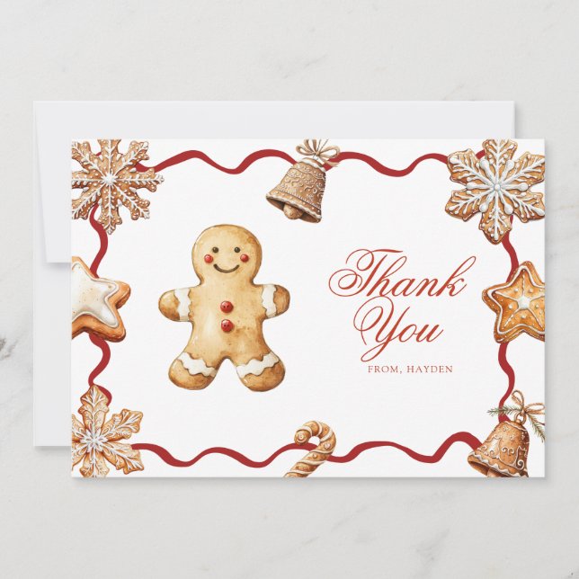 Gingerbread Man | Christmas Baby Shower  Thank You Card (Front)