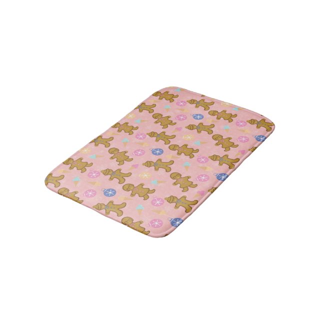 Gingerbread Man,Christmas balls Bath Mat (Angled)