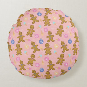 Gingerbread Man,Christmas balls Round Cushion