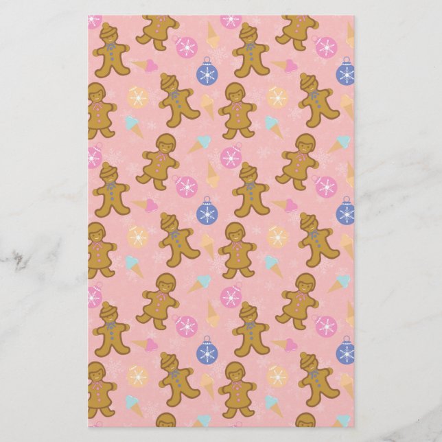 Gingerbread Man,Christmas balls Stationery (Front)