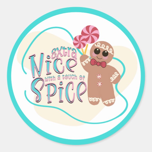 Gingerbread Man Christmas Classic Round Sticker (Front)
