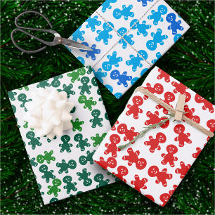 Gingerbread Man Christmas Colours Holiday Wrapping Paper Sheet