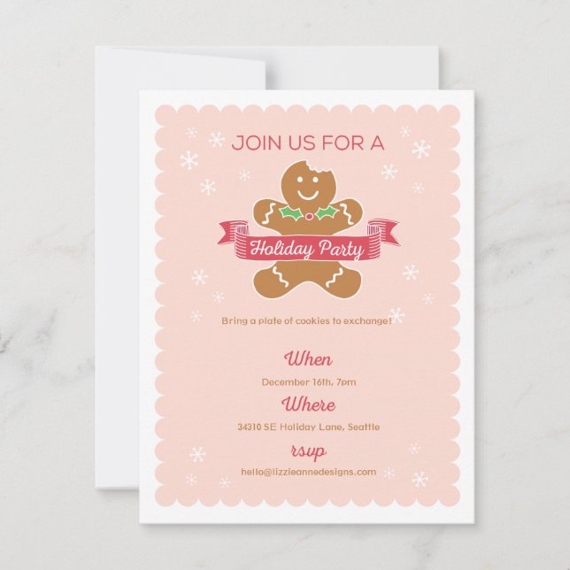 Gingerbread Man Christmas Cookie Exchange Holiday Card (Front)