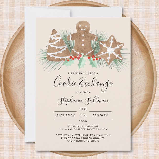 Gingerbread Man Christmas Cookie Exchange Party Invitation (Creator Uploaded)