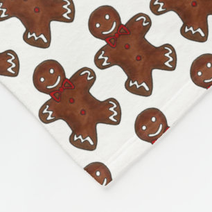 Gingerbread Man Christmas Cookie Holiday Baking Fleece Blanket