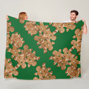 Gingerbread Man Christmas Cookie Holiday Baking  Fleece Blanket