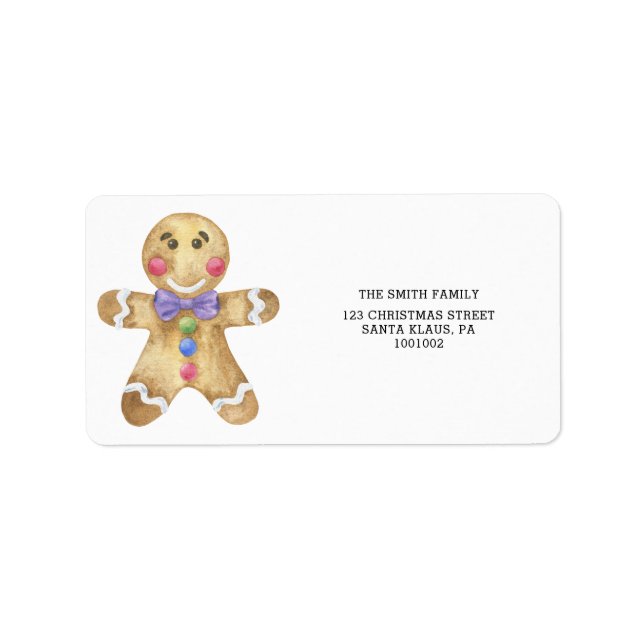 Gingerbread man christmas cookie label (Front)