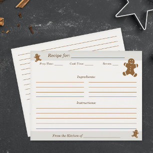 Gingerbread Man Christmas Cookie Recipe Card