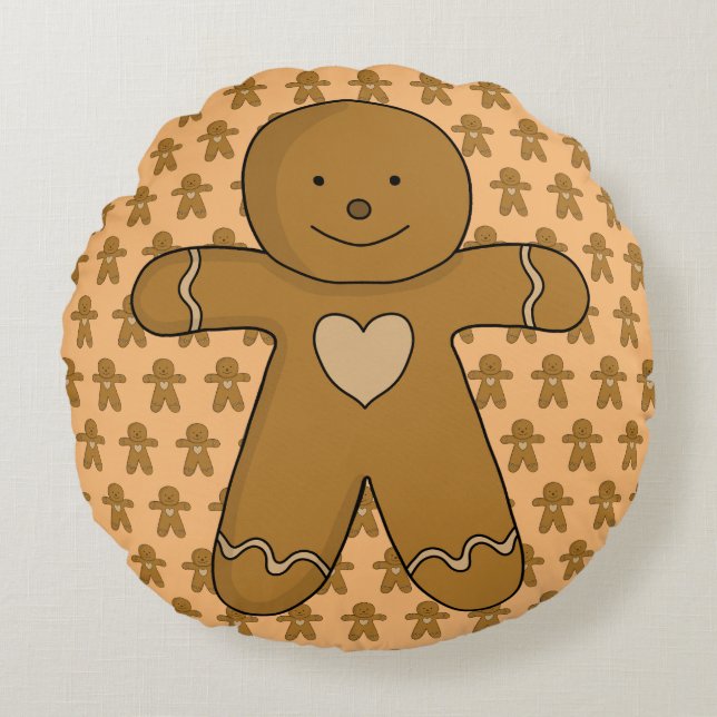 GingerBread Man Christmas Cookie Round Cushion (Front)