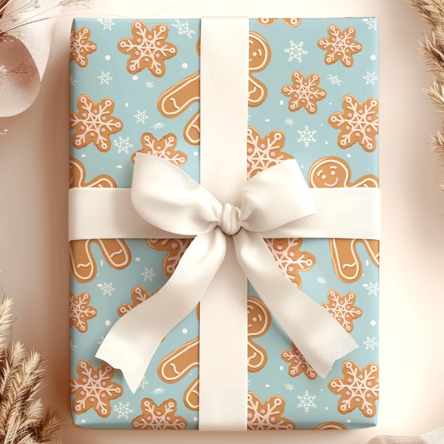 Gingerbread Man Christmas Cookies Holiday Pattern Wrapping Paper (Creator Uploaded)