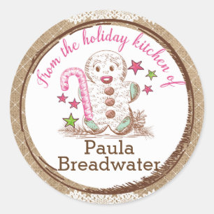 Gingerbread man Christmas from the kitchen of Classic Round Sticker
