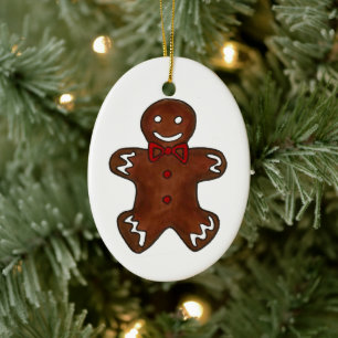 Gingerbread Man Christmas Holiday Baking Cookies Ceramic Ornament