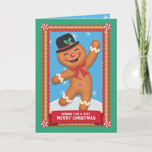 Gingerbread Man | Christmas Holiday Greeting Card (Front)
