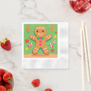 Gingerbread Man Christmas Holiday Paper Napkin