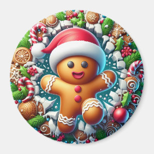 Gingerbread Man Christmas Magnet