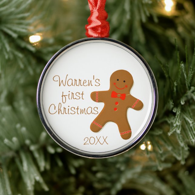 Gingerbread Man Christmas Metal Ornament (Tree)