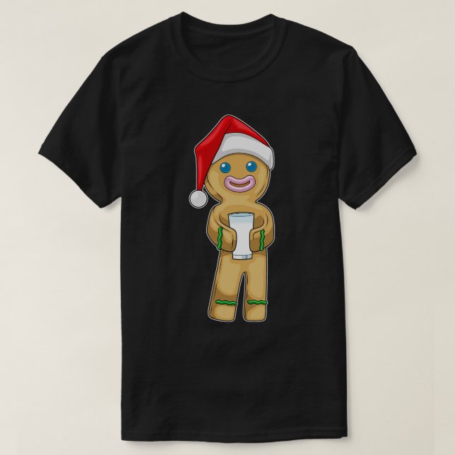 Gingerbread man Christmas Milk T-Shirt (Design Front)