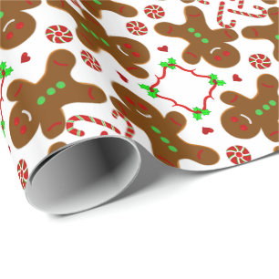 Gingerbread man Christmas Monograme Wrapping Paper