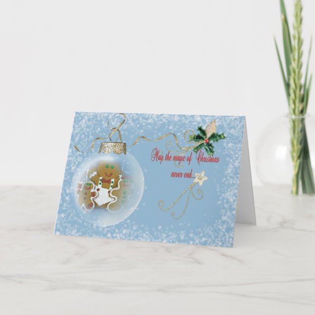 Gingerbread Man Christmas Ornament Holiday Card (Front)