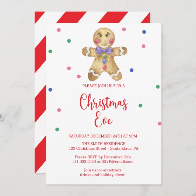 Gingerbread man - Christmas Party Invitation (Front/Back)