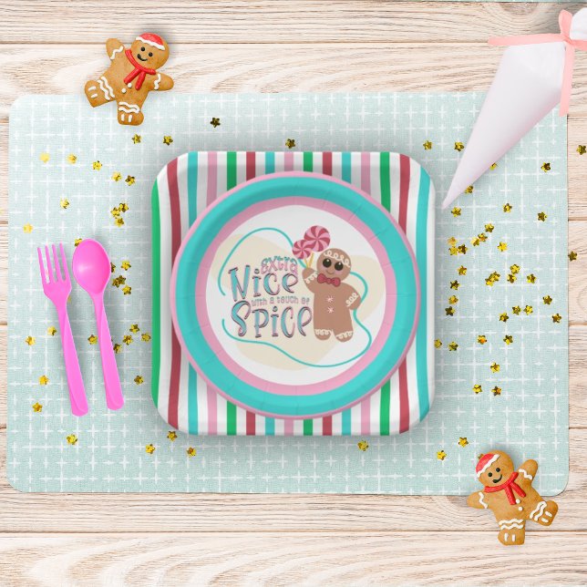 Gingerbread Man Christmas Party Plates (Christmas parties, candy land parties, gingerbread house decorating parties)
