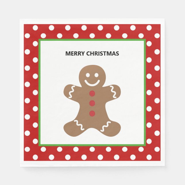 Gingerbread Man Christmas Personalised  Napkins (Front)