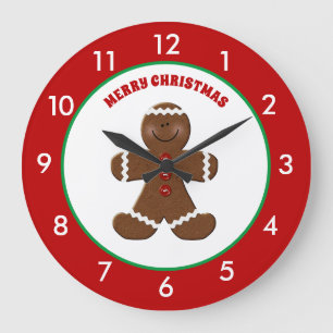Gingerbread Man Christmas Personalised Round Clock