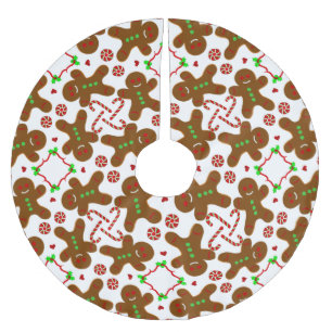 Gingerbread man Christmas personalizable Brushed Polyester Tree Skirt