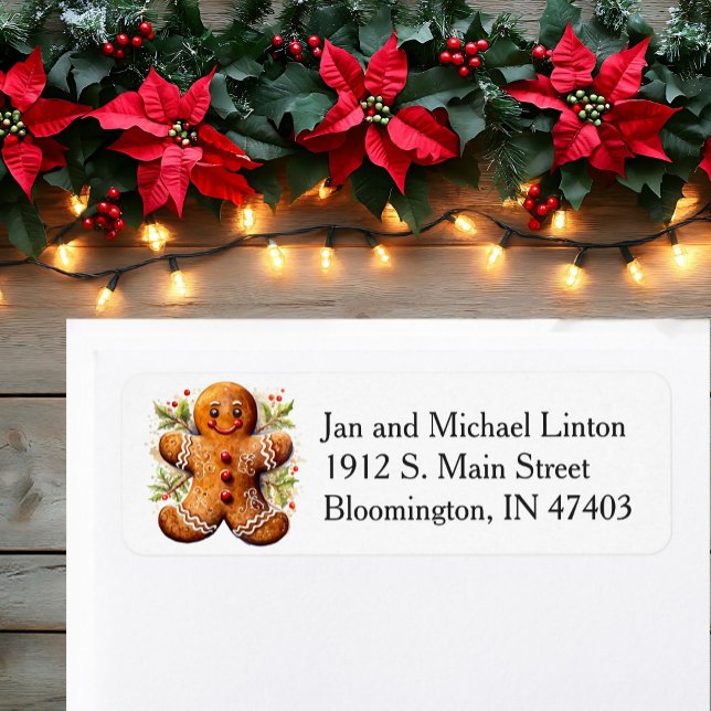 Gingerbread Man Christmas Return Address Label (Creator Uploaded)