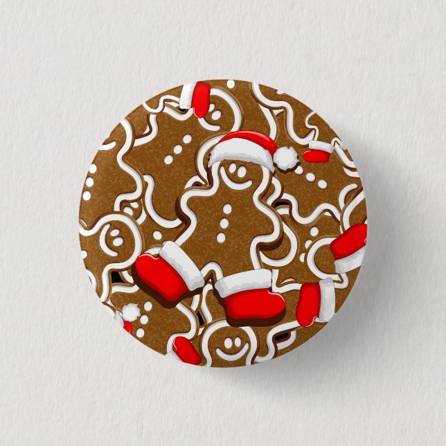 Gingerbread Man Christmas Santa Claus 3 Cm Round Badge (Front)