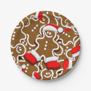 Gingerbread Man Christmas Santa Claus Paper Plate