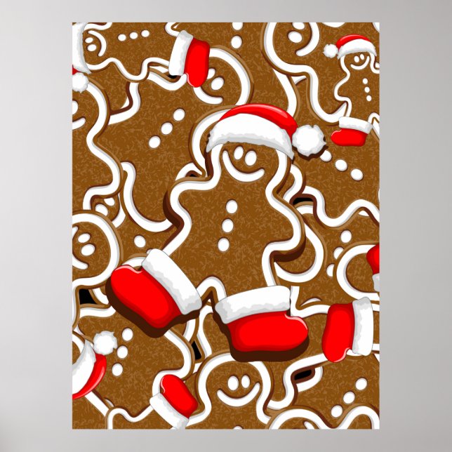 Gingerbread Man Christmas Santa Claus Poster (Front)
