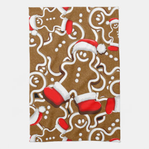 Gingerbread Man Christmas Santa Claus Tea Towel