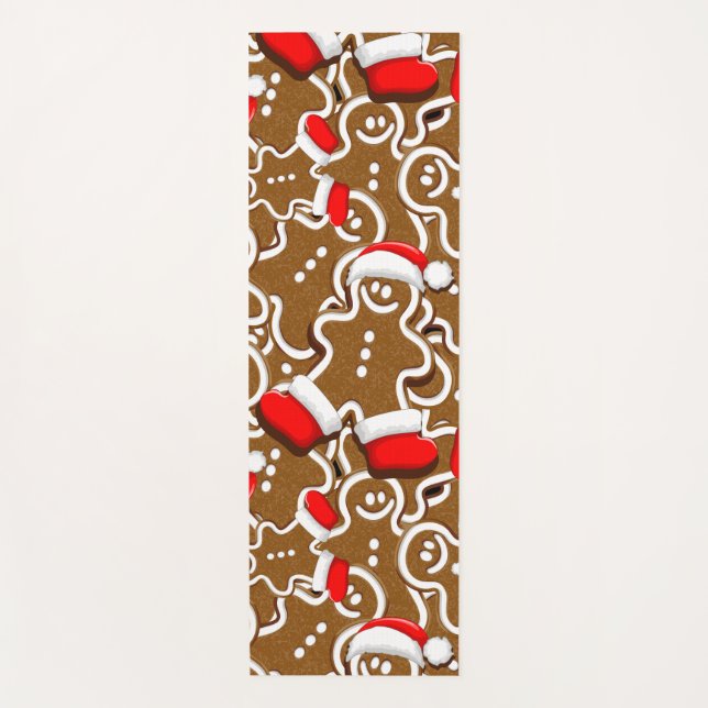 Gingerbread Man Christmas Santa Claus Yoga Mat (Front)