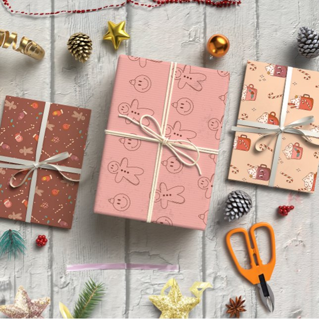 Gingerbread man Christmas set of 3  Wrapping Paper Sheet (Gingerbread man Christmas set of 3 Wrapping Paper Sheet)