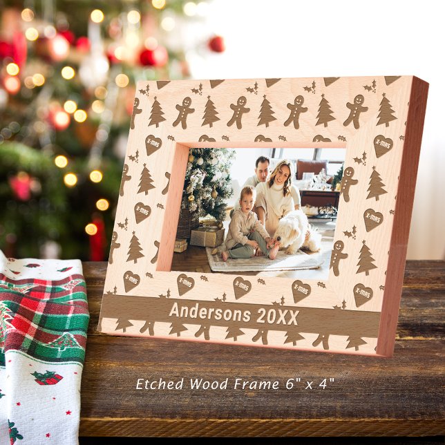 Gingerbread Man, Christmas Tree, Hearts & Name 6x4 Etched Frames (Gingerbread Man, Christmas Tree, Hearts & Name 6x4 Etched Frames)