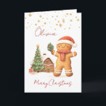 Gingerbread Man Christmas Tree Kids Holiday Card<br><div class="desc">Gingerbread man in Santa hat wishing you a Merry Christmas. You can change font,  colour,  size or put your own text.</div>