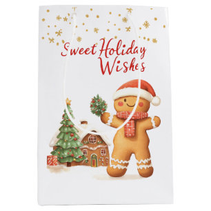 Gingerbread man Christmas Tree Medium Gift Bag