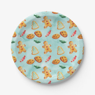 Gingerbread Man Christmas Tree Pattern Paper Plate